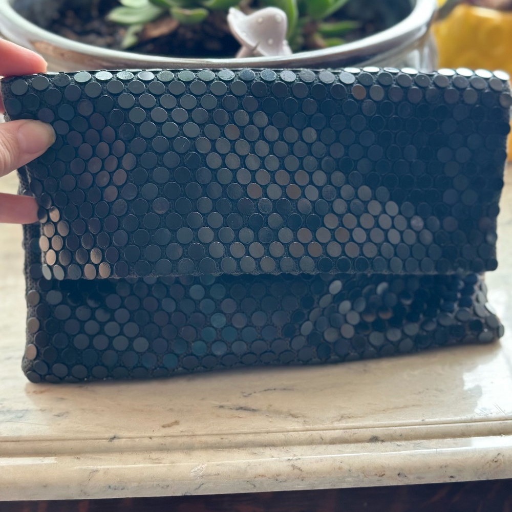 Black La Regale Flat Sequence Clutch